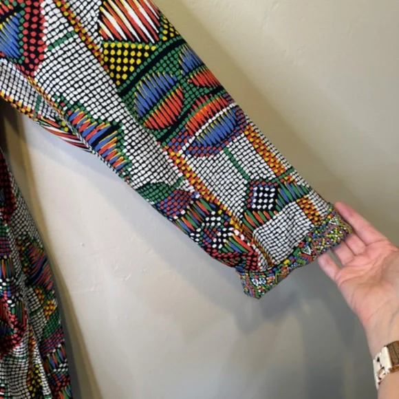 Platinum Dorothy Schoelen VTG TribalGeo Pattern Lightweight Bolero Suit Jacket - Picture 8 of 11